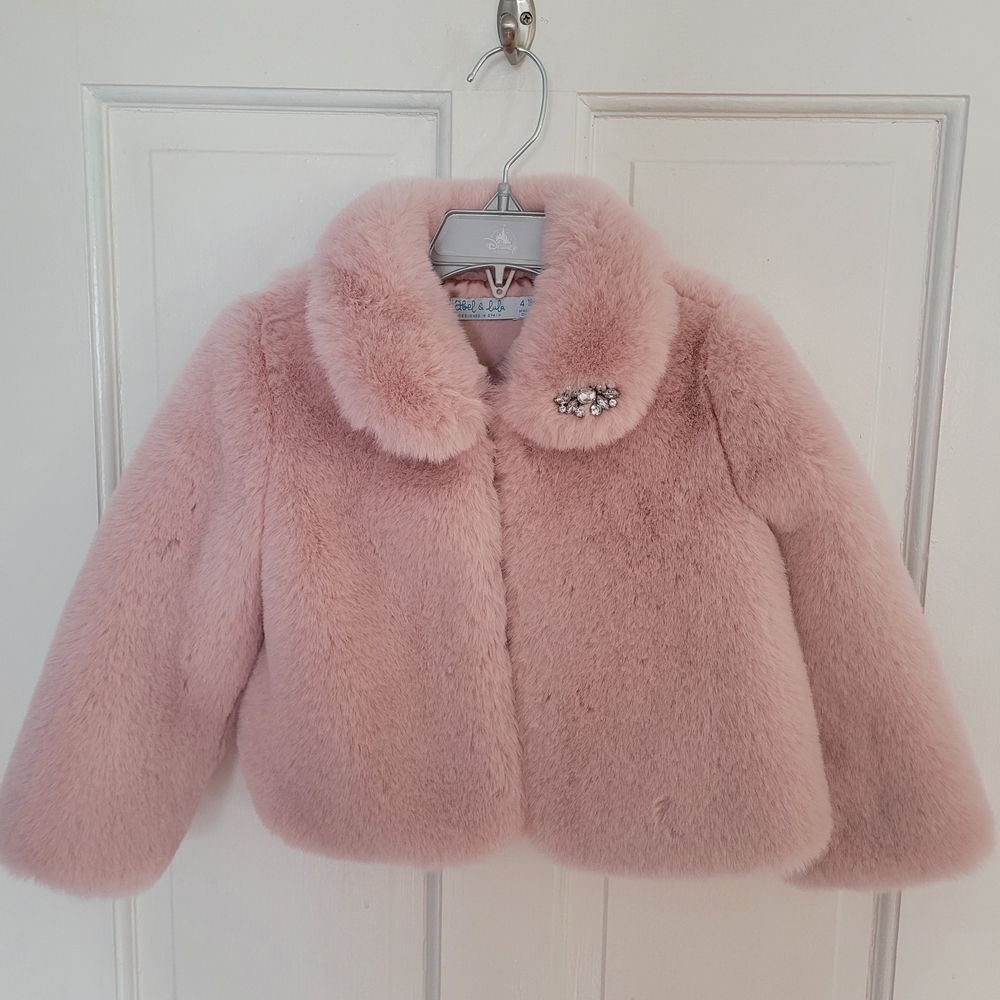 Chic Pink Faux Fur Kids Jacket